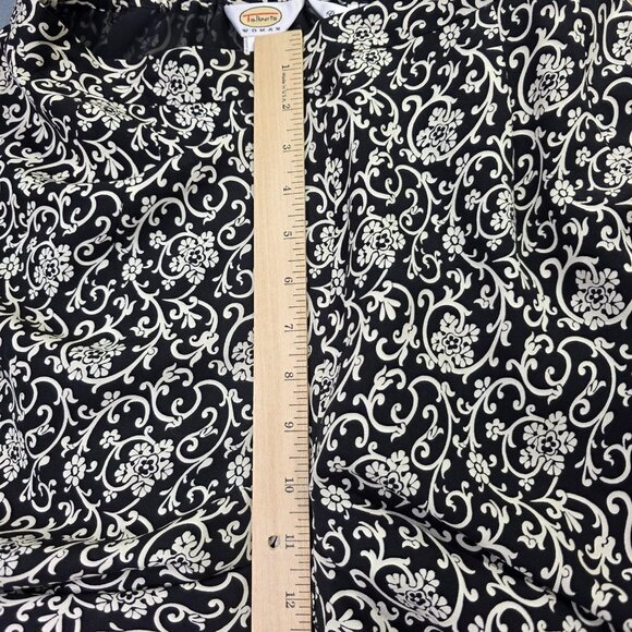 Talbots Pants Womens 12W Black White Floral Silk Dressy Pull On Elastic Waist - Picture 11 of 13